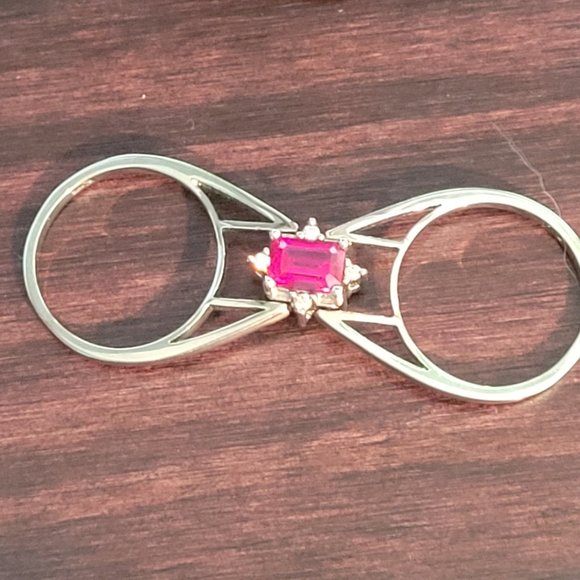 Karis Brand Ruby and Quartz and Sapphire and Quartz Reversable Ring Size 8 1/4 - Picture 3 of 9